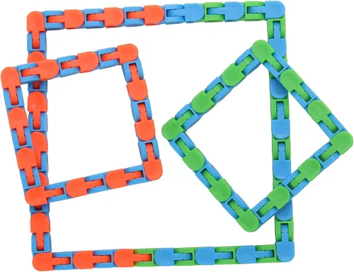 Miniatura 3 de Yeetec Paquete de 12 juguetes sensoriales de 24 enlaces de pistas locas a presión y clic, rompecabezas de serpiente para aliviar el estrés, rellenos