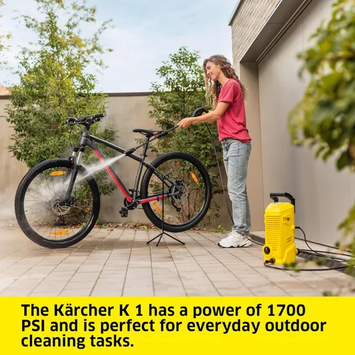 Miniatura 4 de Kärcher Hidrolavadora K 1, Máx 1.45 GPM, 1700 PSI, Pistola Rociadora de Gatillo y Lanza de Pulverización Vario Power - para Autos, Bicicletas