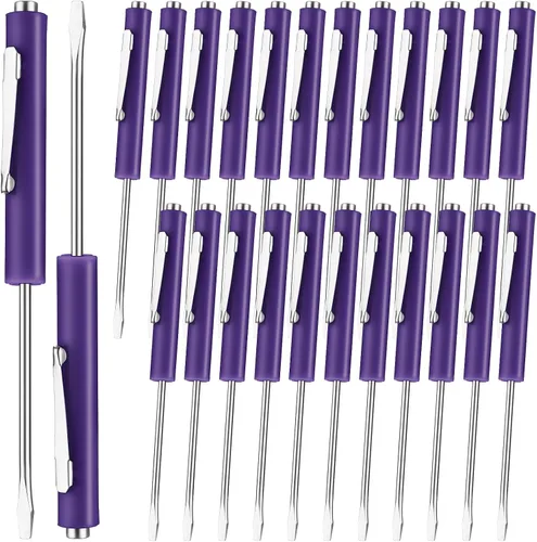 Miniatura 10 de Honoson 10 Piezas de Destornillador de Bolsillo Mini con Puntas y Clips de Bolsillo Magnéticos, Ranurados, Pequeños con Hoja de Cuchilla Única