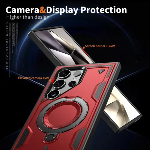 Miniatura 5 de Funda para Galaxy S26 Ultra, compatible con MagSafe, funda híbrida 2 en 1 protectora delgada y resistente con soporte magnético invisible para Rojo