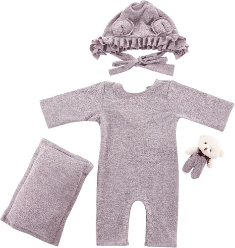 Miniatura 5 de Holibeat Accesorios de fotografía morados para bebé niña súper suaves recién nacida trajes de sesión de fotos disfraces (morado)