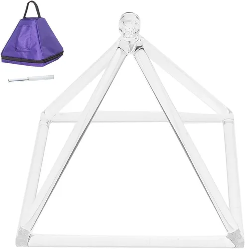 Pirámide cantante de cristal de cuarzo de 6 pulgadas con estuche de transporte de ecquisita, instrumento musical curativo para meditación curativa
