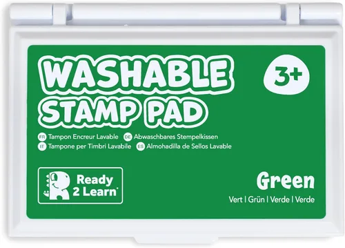 READY 2 LEARN Almohadilla de sello lavable para niños, verde, almohadilla de tinta no tóxica para sellos, resistente a la decoloración, para decorar