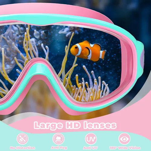 Miniatura 3 de Keary - Paquete de 2 gafas de natación para niños de 3 a 15 años, protección ultravioleta, antivaho, para piscina, agua, para niños, niñas, jóvenes