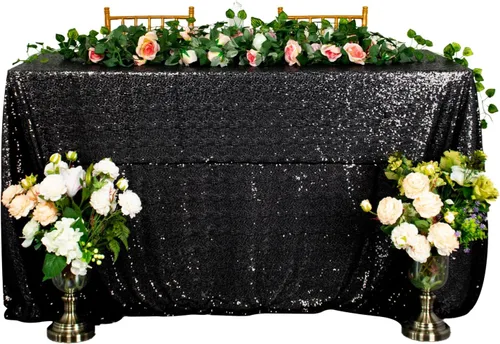 Miniatura 59 de ShiDianYi Mantel de lentejuelas color azul bebé, de 50 x 72 pulgadas, mantel rectangular de lentejuelas para decoración de boda - 200111E