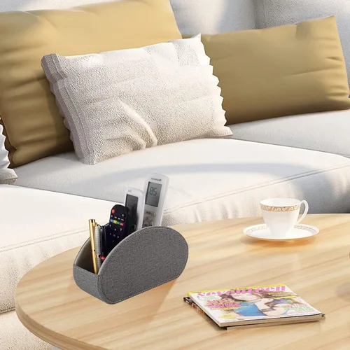 Miniatura 7 de Soporte para control remoto, organizador/caja para control remoto de TV con 5 compartimentos, organizador de mesita de noche para controlador, Gris