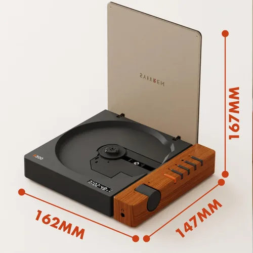 Miniatura 7 de syitren R300 - Reproductor de CD portátil Bluetooth de escritorio retro para el hogar, sin altavoces, batería recargable, pequeño reproductor de CD