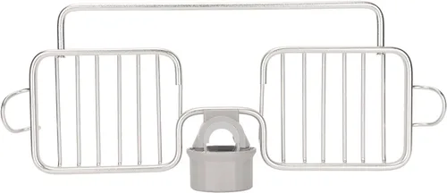 Miniatura 9 de Estante de almacenamiento para grifo, organizador de aluminio, plástico, dos contenedores con barra de toalla para esponja trapo, cocina, baño, plata