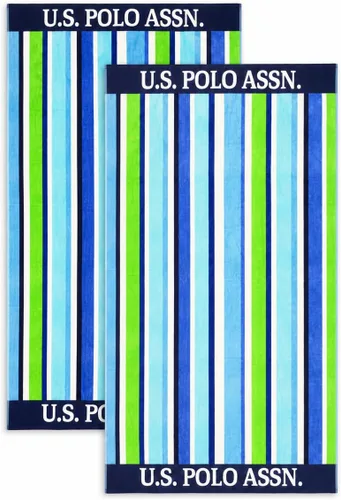 Miniatura 32 de U.S. Polo Assn. Toalla de playa de gran tamaño (40 x 70 pulgadas), diseño náutico a rayas, de lujo, algodón de felpa de calidad de hotel para baño