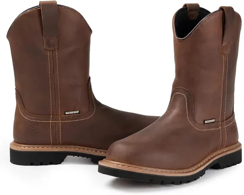 Miniatura 6 de SUREWAY Mens 10 in Soft/Steel Toe Waterproof Wellington Boot,Heavy Duty Pull On Work Boots for Men,Full Grain Leather,Goodyear Welted,Superior Slip