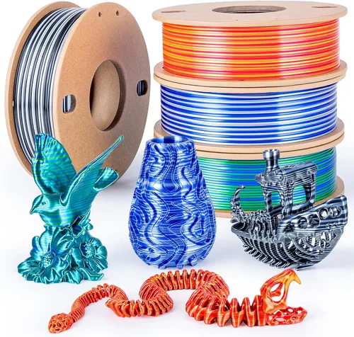 Miniatura 56 de Filamento de seda PLA para impresora 3D Filamento de seda PLA de triple color 1.75mm Filamento para impresión 3D Compatible con la mayoría de Tri