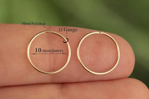 Miniatura 113 de Aretes de aro de oro de plata – Aretes de aro para mujer, dos piezas de aros de plata fina rellenos de oro, aro de hélice, anillo de tragus, aro