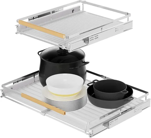 Miniatura 2 de SANNO Organizador de gabinete extraíble expandible, estante de despensa deslizante para armario de cocina o debajo del fregadero, ancho extensible