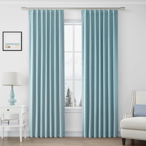 Miniatura 28 de Joywell 2 cortinas opacas 100%, lino, beige natural, trabillas traseras/cinta con ganchos, aislantes, de dormitorio, comedor, sala, puerta corrediza