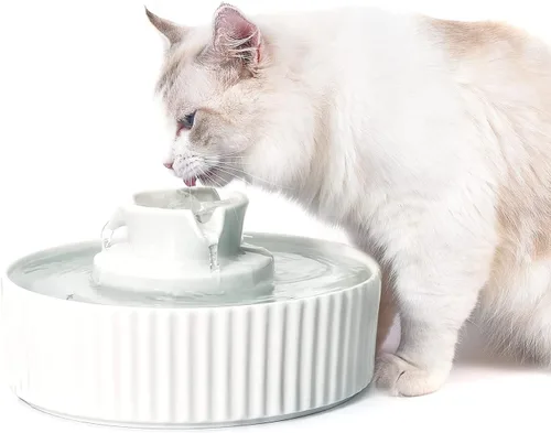 Miniatura 6 de Wave and Cup Cake - Filtro de fuente de porcelana para gatos, 8 filtros de carbono, 2 filtros de espuma, fuente de cerámica, dispensador de agua