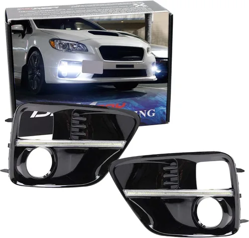 iJDMTOY - Luces LED de circulación diurna JDM con acabado en negro piano, Carcasas de faros antiniebla LED DRL para Subaru, Blanco xenón
