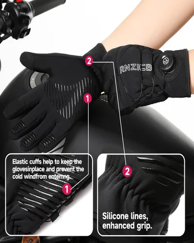 Miniatura 2 de Guantes de invierno para hombre, impermeables y resistentes al viento, guantes de ciclismo de 10 F para mujer, guantes cálidos para pantalla táctil