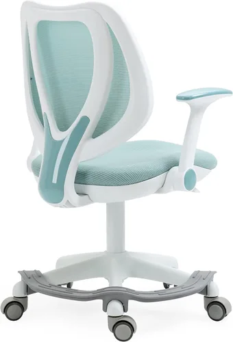 Miniatura 8 de Linda silla de escritorio para niños, silla de computadora azul con reposabrazos ajustables y reposapiés, sillas giratorias para estudio, lectura