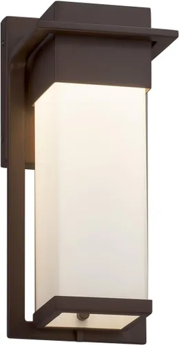 Miniatura 4 de Fusion Pacific - Aplique de pared pequeño LED para exteriores, pantalla de vidrio artesanal en ópalo, acabado negro mate