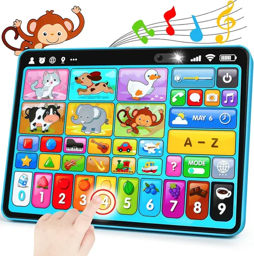 Miniatura 7 de Peacurh Tableta de Juguete de Aprendizaje Trilingüe con Música y Sonido, Juguetes de Terapia Musical del Habla Montessori, Regalos para Niño, Niña