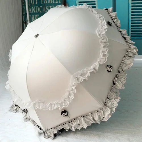 Miniatura 50 de Honeystore Paraguas plegable a prueba de rayos ultravioleta Princess Lace Parasol con cúpula anti-UV