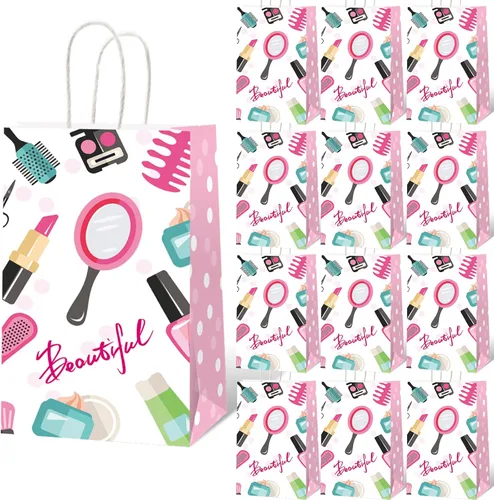 gisgfim 12 piezas de bolsas de regalo, golosinas y favores para fiesta de spa y maquillaje con temática de spa para cumpleaños de niñas, bolsas de
