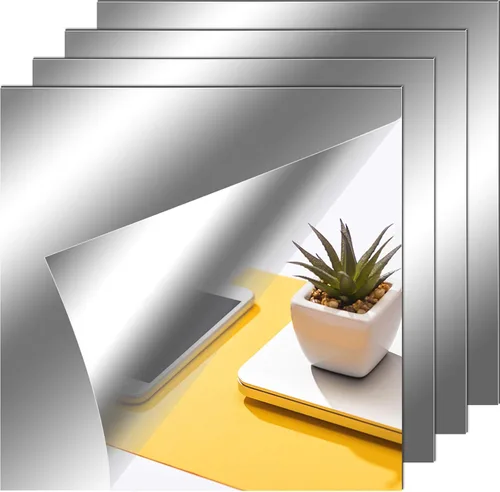 Miniatura 15 de Zonon Hojas de espejo flexibles autoadhesivas, no de vidrio, azulejos adhesivos para decoración de pared del hogar (20 piezas, 6 x 9 pulgadas)
