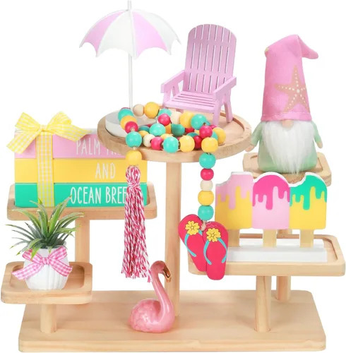 Miniatura 9 de Decoraciones Navideñas Juego de 8 Piezas de Decoración para Bandejas Escalonadas, Bonita Decoración Navideña de Mesa para Hogar Estante Repisa