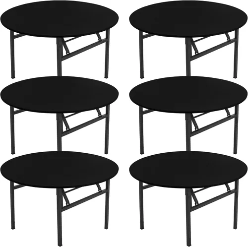 Miniatura 8 de Fivenl Paquete de 6 manteles de elastano para mesas redondas de 5 pies, manteles redondos elásticos ajustables lavables con borde elástico