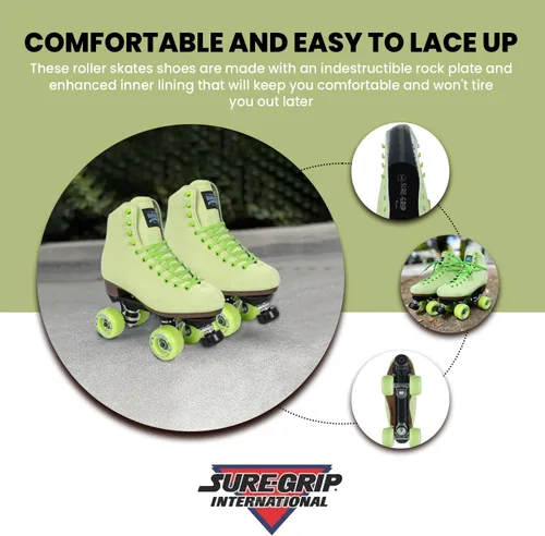Miniatura 2 de Sure-Grip Boardwalk - Patines de ruedas unisex para exteriores con botas de cuero retro y ruedas 82A Limonero