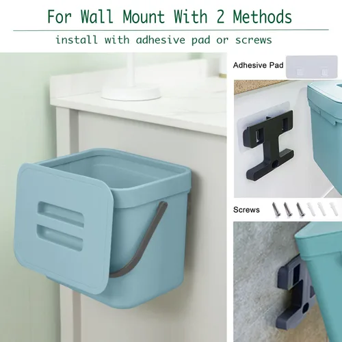 Miniatura 4 de LALASTAR Cubo de Compost de Cocina, Cubo de Basura Colgante con Tapa para Puerta de Armario de Cocina, Debajo del Fregadero, Cubo de Basura Montado