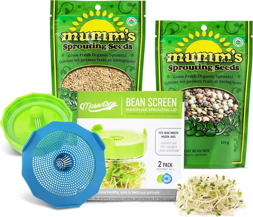 Miniatura 8 de Tapas de germinación de frijoles Masontops con malla de plástico para tarros Mason – Kit de germinación de tarros Mason – Para cultivar semillas