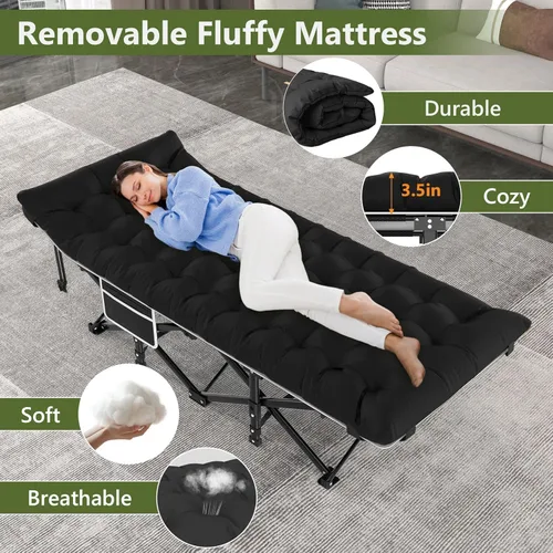 Miniatura 3 de Slendor Cuna de Camping, Cunas de Camping Plegables para Adultos, Cuna de Dormir Portátil con Bolsa de Transporte, Oxford de Doble Capa 1200D, Cama