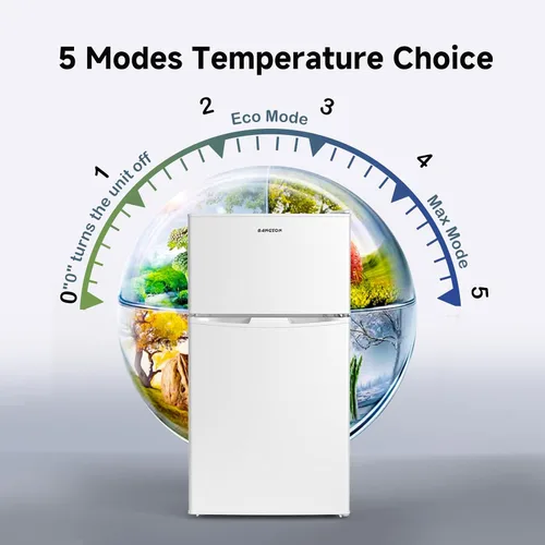 Miniatura 3 de BANGSON - Mini refrigerador con congelador, refrigerador pequeño de 2 puertas con congelador, mini refrigerador para dormitorio, 3.2 pies cúbicos