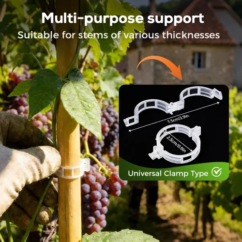 Miniatura 3 de Clips de soporte para plantas, clips de tomate mejorados 2026 para plantas trepadoras, clip de jardín de plástico reutilizable para tallos de uva