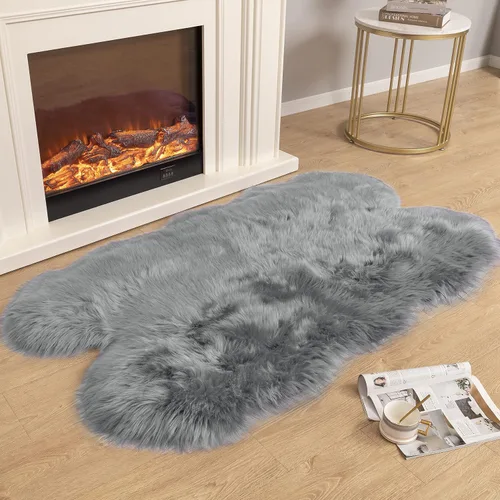 Miniatura 22 de Carvapet Funda de Silla de Piel de Oveja Sintética Suave de Lujo Cojín de Asiento Alfombras de Área de Piel Sintética Suave para Dormitorio, 2 pies