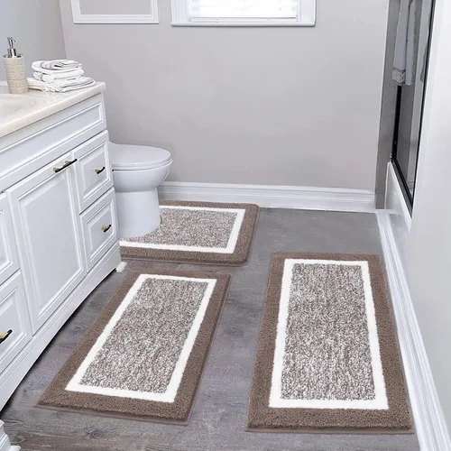 Miniatura 9 de Pauwer Juego de baño, alfombras de baño antideslizantes, alfombras de ducha absorbentes para suelo de baño, bañera y ducha, color azul aguamarina