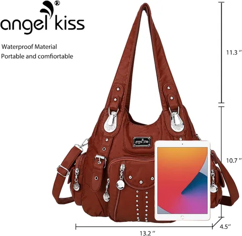 Miniatura 2 de Angel Kiss Bolsos de mano para mujer, de piel sintética suave, bolsas de hobo grandes para damas, asa superior, bolso de hombro, bolso con asa