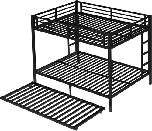Miniatura 12 de Bellemave Litera de metal con nido, litera individual sobre matrimonial con barandilla y escalera para niños/adolescentes, adultos, no necesita