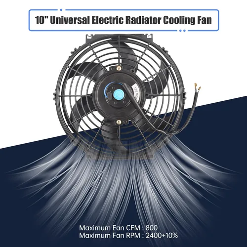Miniatura 5 de Ventilador delgado de 10 pulgadas de empuje y tracción, ventilador eléctrico de enfriamiento para radiador universal de alto rendimiento, motor