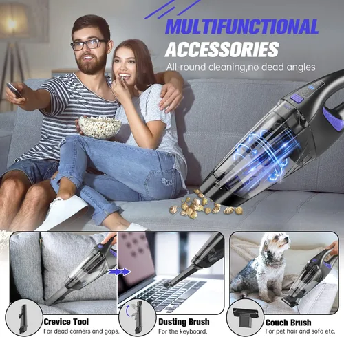 Miniatura 4 de IMINSO Aspiradora de mano inalámbrica para automóvil, 9000 PA, aspiradora de mano recargable inalámbrica con LED, ligera, aspiradora de mano