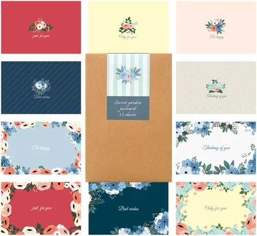 Miniatura 24 de Monolike Flower for you Tarjetas individuales - Mezcla de 24 paquetes, encantadoras 24 tarjetas individuales Flor para ti 24p