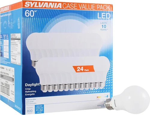 Miniatura 22 de Sylvania Bombilla LED, equivalente a 60 W A19, eficiente 8.5 W, base media, acabado esmerilado, 800 lúmenes, blanco suave, paquete de 4 (73888)