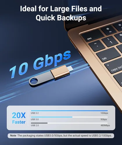 Miniatura 3 de Syntech Paquete de 2 adaptadores USB C a USB, adaptador USB C macho a USB 3 hembra compatible con iPhone 17 Pro Max, MacBook Pro Air 2024, iMac