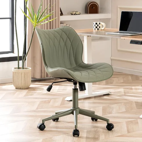 Miniatura 3 de YOUNUOKE Silla de escritorio sin brazos, cómoda silla de oficina con ruedas, silla ergonómica para el hogar, sillas ajustables para computadora
