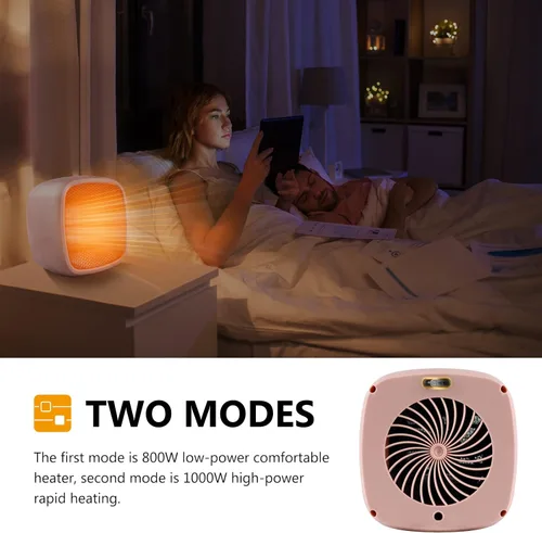 Miniatura 3 de YOUCIDI - Calentador eléctrico de cerámica portátil de 1000 W/800 W, calentador pequeño compacto, se calienta en 2 segundos, seguro y silencioso Rosa