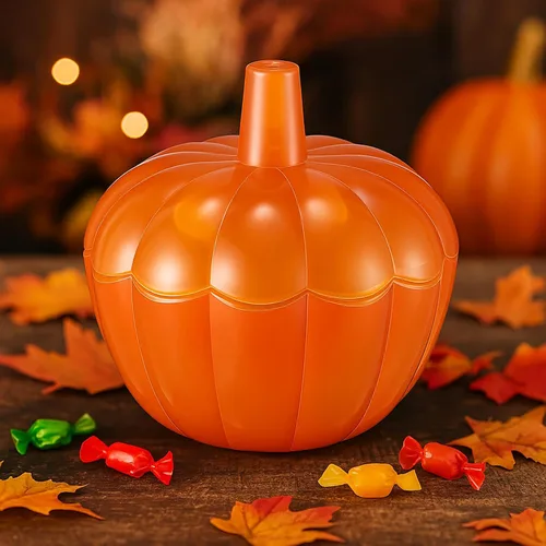 Miniatura 3 de Tanlade 4 tarros de calabaza de cristal de Acción de Gracias de 10 onzas con tapa, recipientes decorativos de calabaza para galletas de calabaza