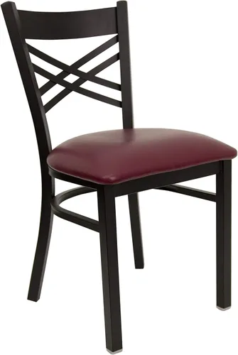 Miniatura 13 de Flash Furniture Serie Hércules Silla de metal para restaurante con respaldo "X", silla moderna tapizada sin apoyabrazos para restaurantes y cocinas