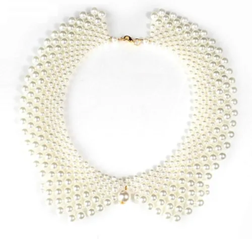 Miniatura 3 de 2 piezas de collar falso de perlas hechas a mano con lazo de burbujas para mujer, collar de cuentas desmontables, blusa de perlas falsa para niñas