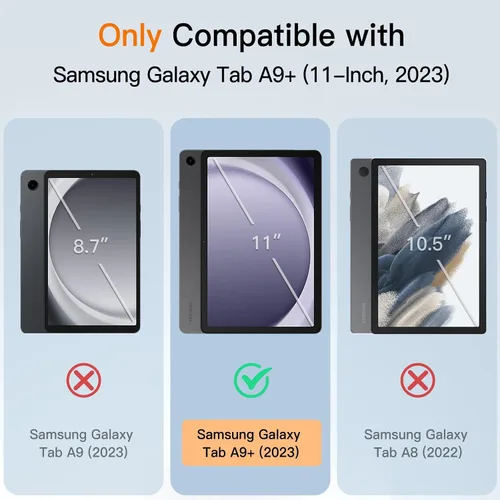 Miniatura 2 de JETech Funda para Samsung Galaxy Tab A9+ / A9 Plus de 11 pulgadas 2023, funda protectora delgada y translúcida trasera de tres pliegues para tablet